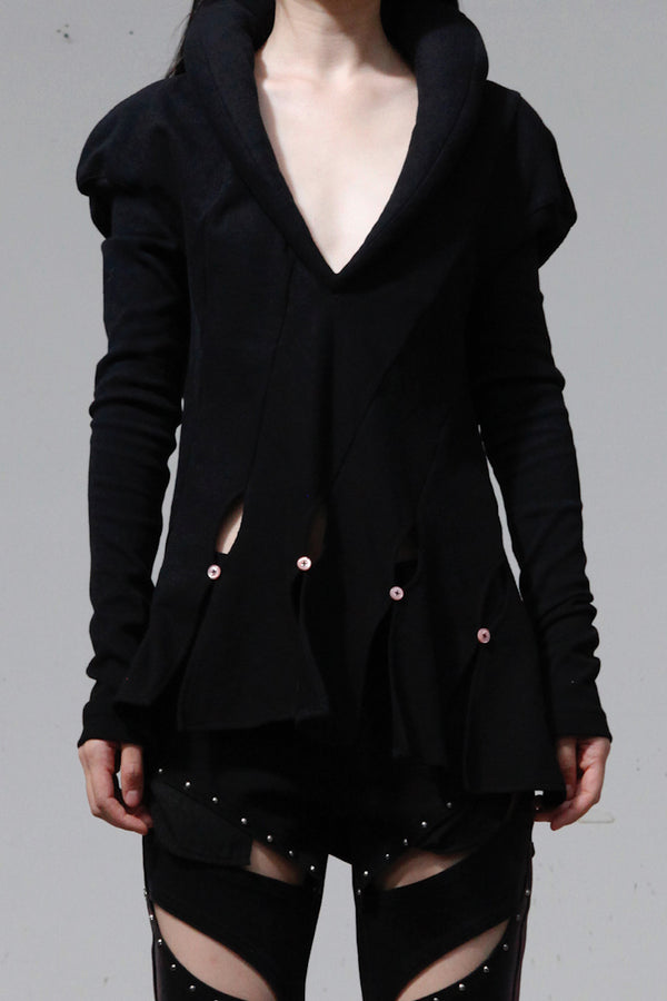 RUI three-dimensional V-neck top RAW23WV07 black